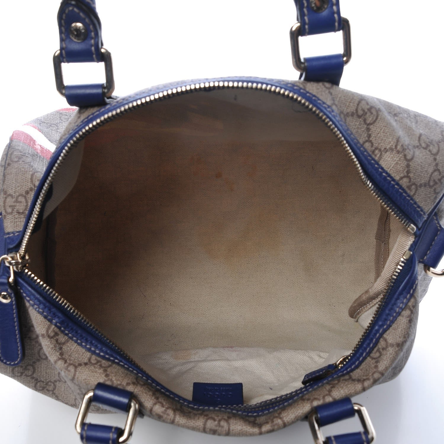 Gucci GG Plus Monogram Medium Boston USA Flag Unicef Duffle Blue 5 of 12