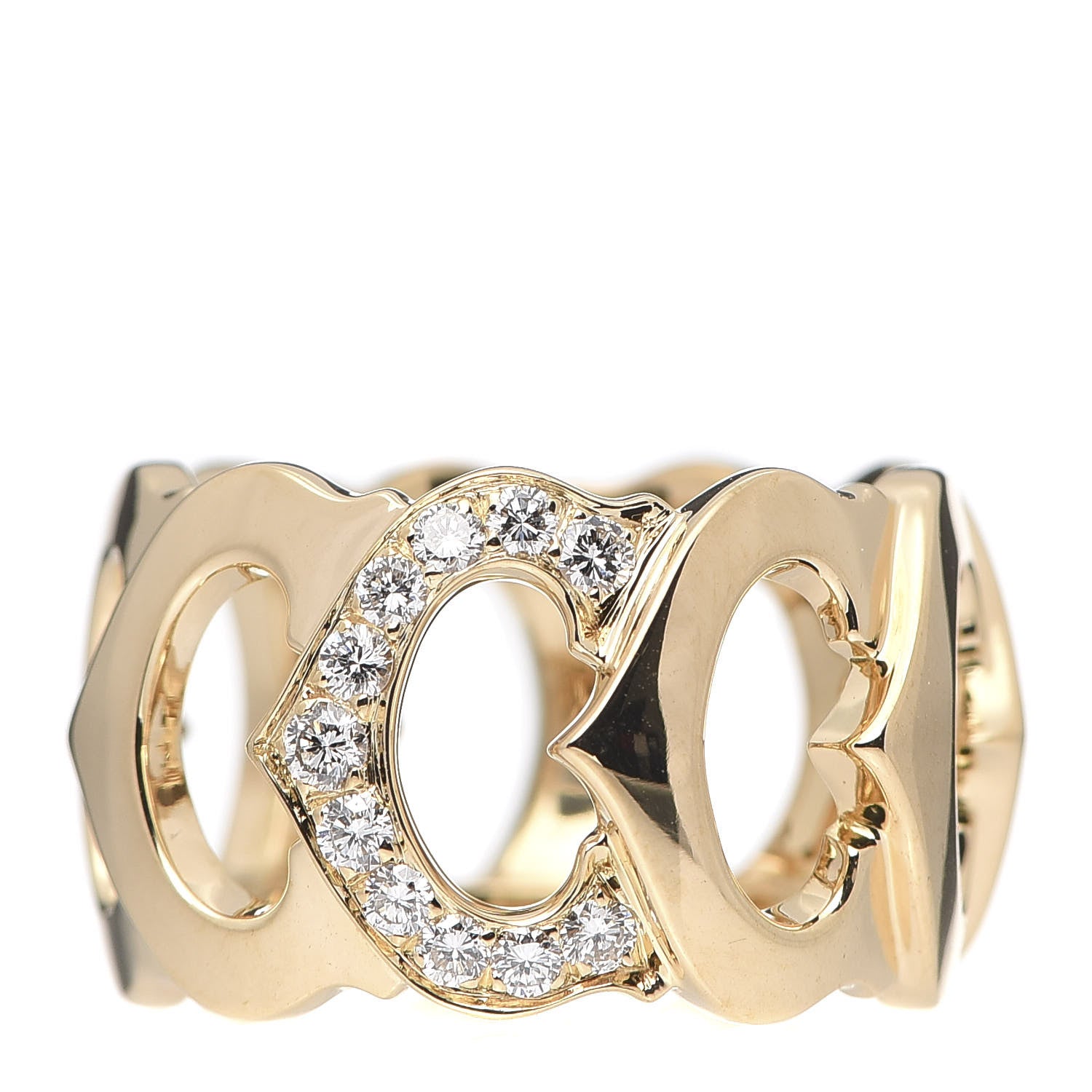 Cartier 18K Yellow Gold Diamond 13mm C De Ring 50 5.25 1 of 6