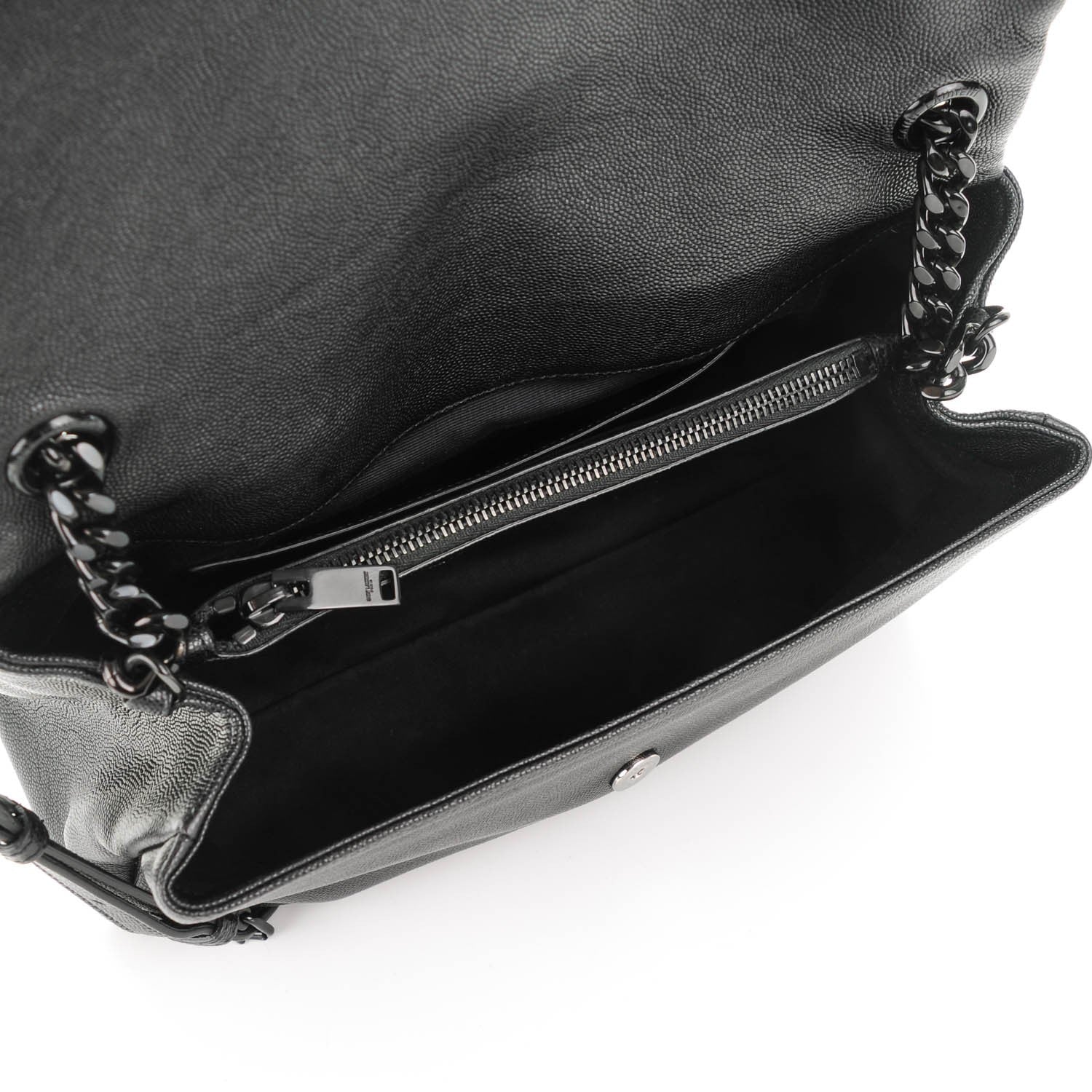 Saint Laurent Grain De Poudre Medium West Hollywood Monogram Fold-Over Black 5 of 7