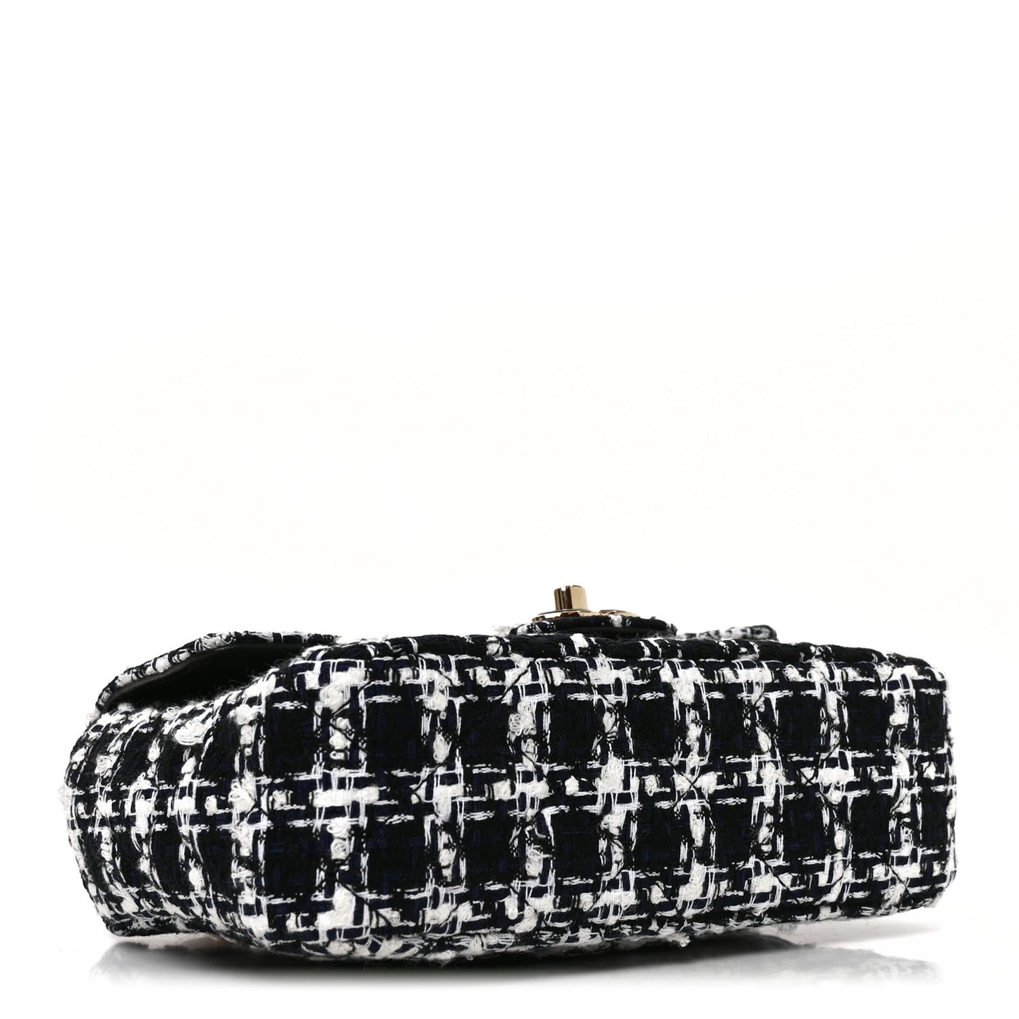 Tweed Resin Quilted Mini Heart Square Flap Navy White Black