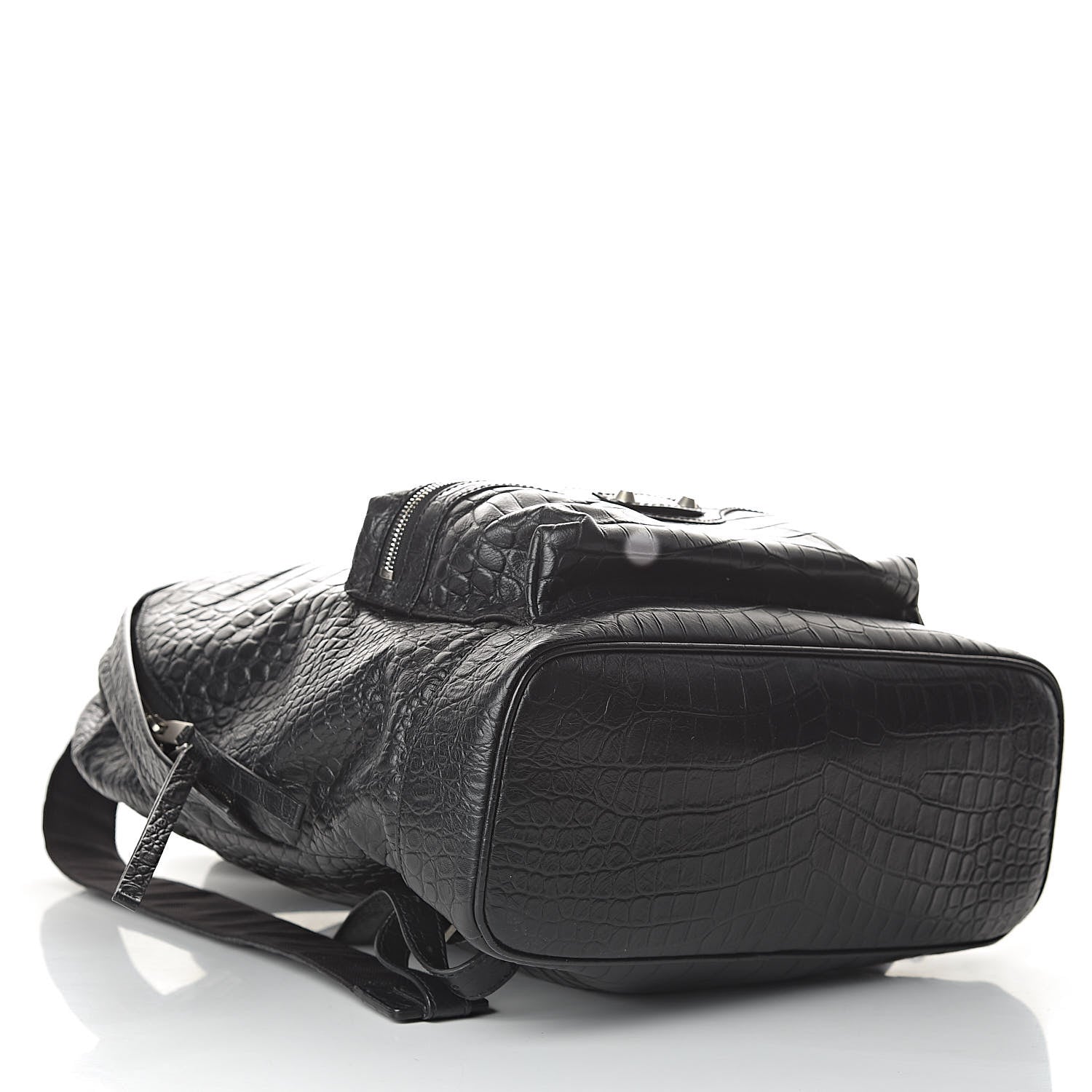 Balenciaga Calfskin Crocodile Classic Hardware Embossed Backpack Black 4 of 10