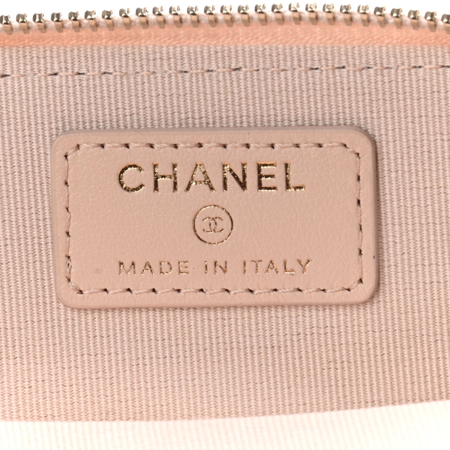 Caviar Quilted Zip Card Holder Wallet Light Beige