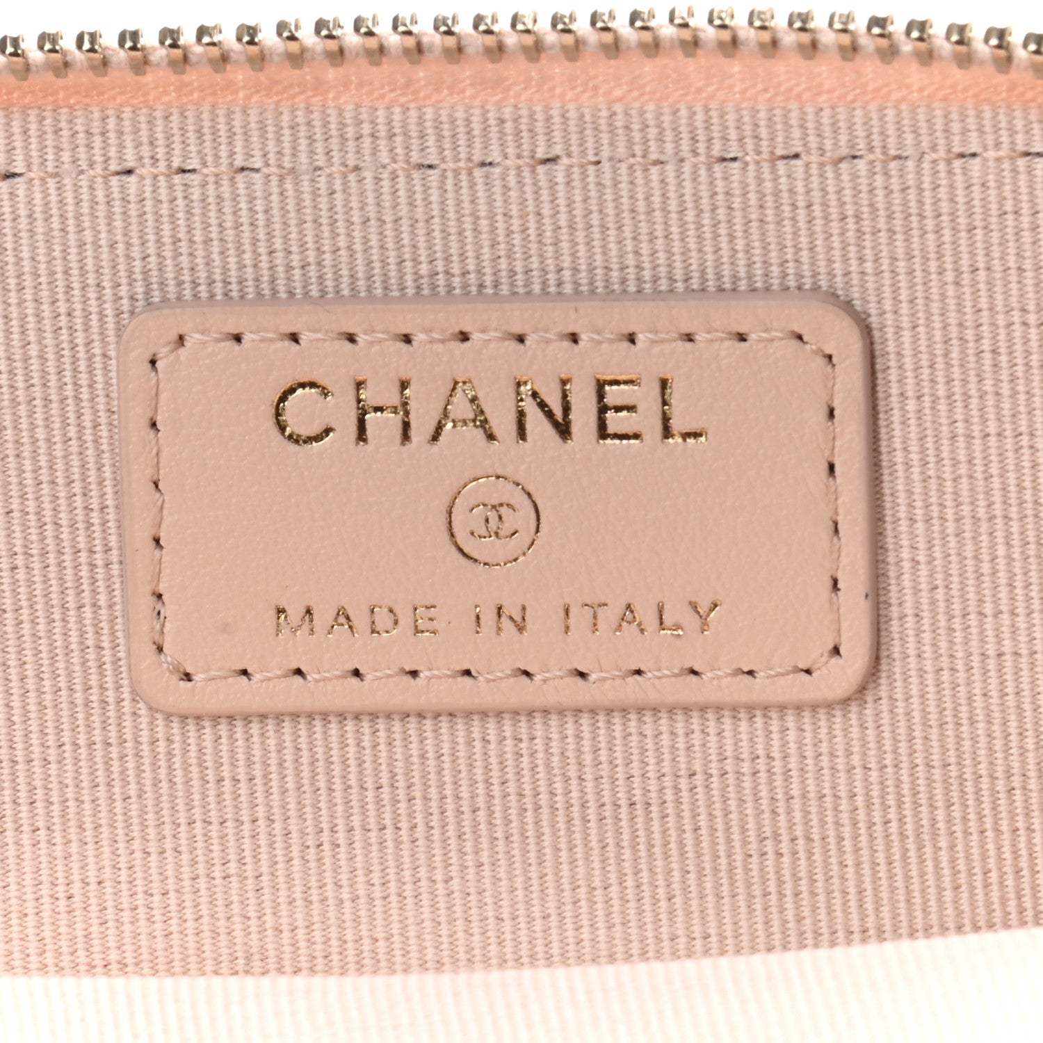 Chanel Caviar Quilted Zip Card Holder Wallet Light Beige 6 of 7