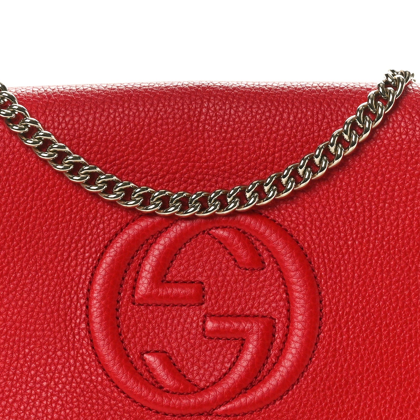 Pebbled Calfskin Medium Soho Flap Crossbody Vibrant Red