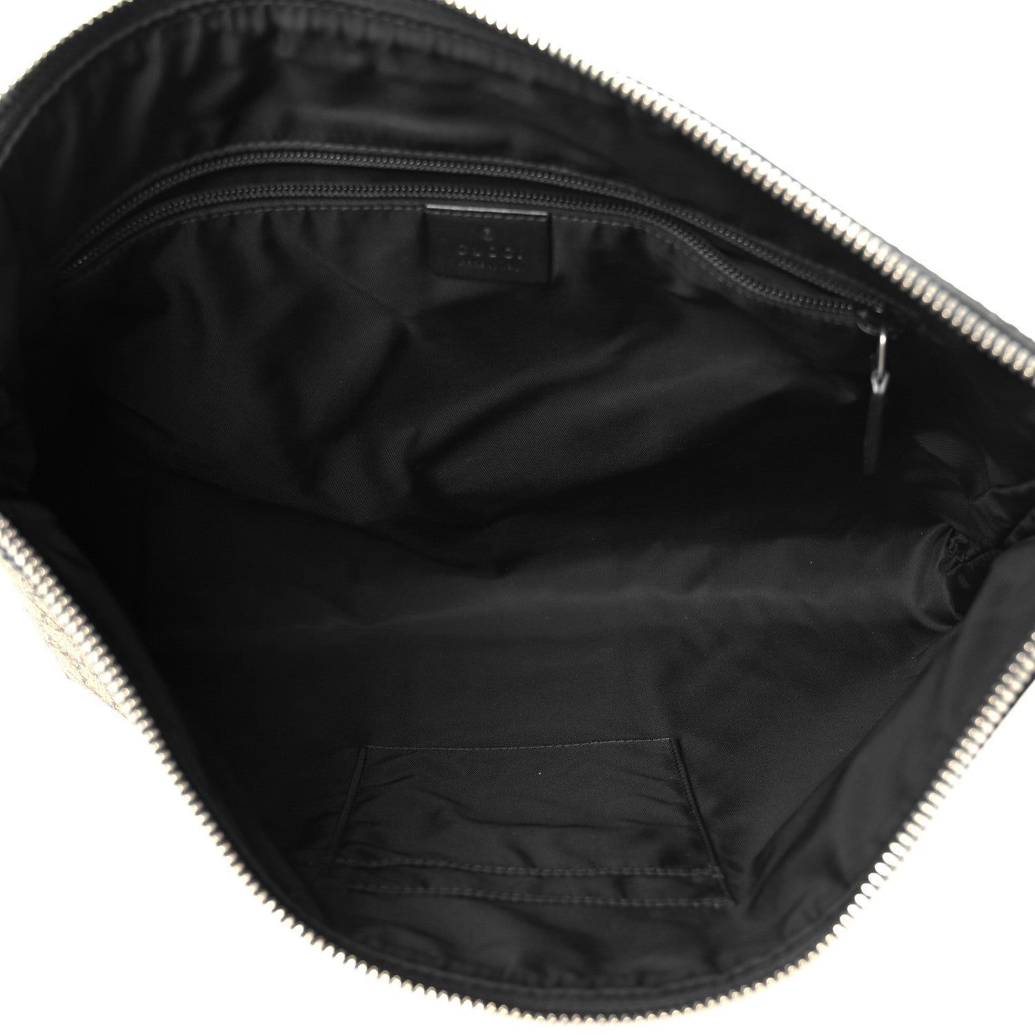 Gucci GG Supreme Monogram Calfskin Web Medium Flat Messenger Bag Beige Ebony Black 5 of 12