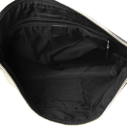 Gucci GG Supreme Monogram Calfskin Web Medium Flat Messenger Bag Beige Ebony Black 5 of 12