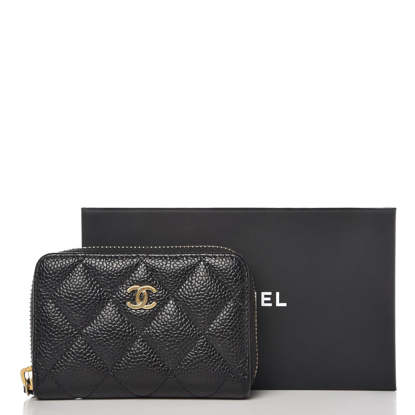 Caviar Quilted Zip Coin Purse Black