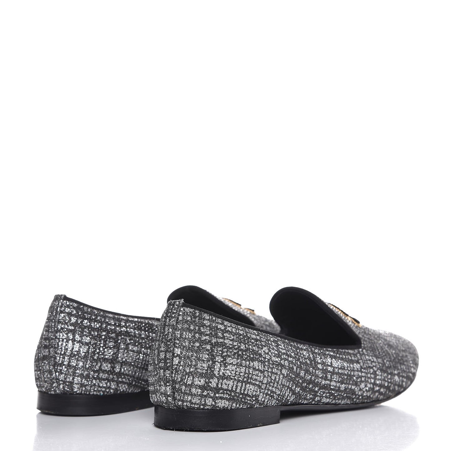 Fantasy Tweed CC Mocassin Loafers 41 Silver