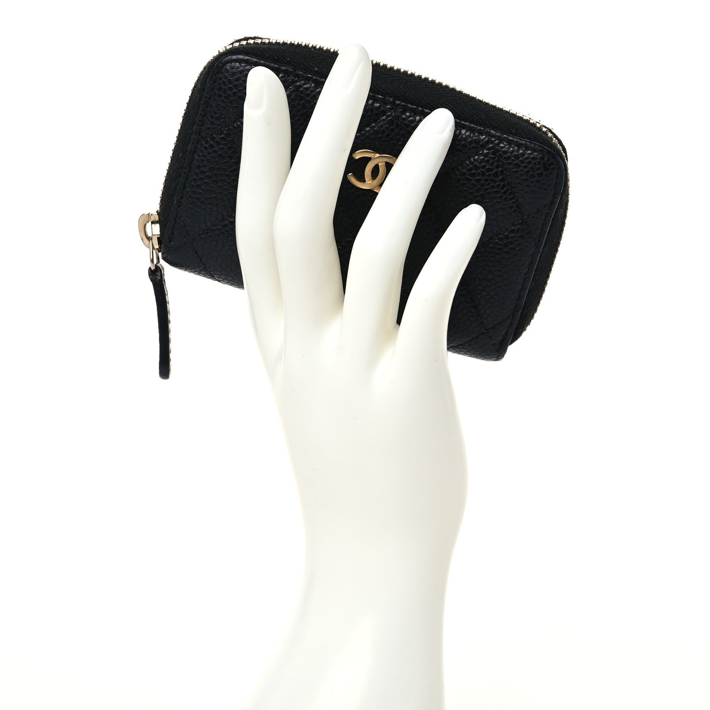 Caviar Quilted Zip Coin Purse Black