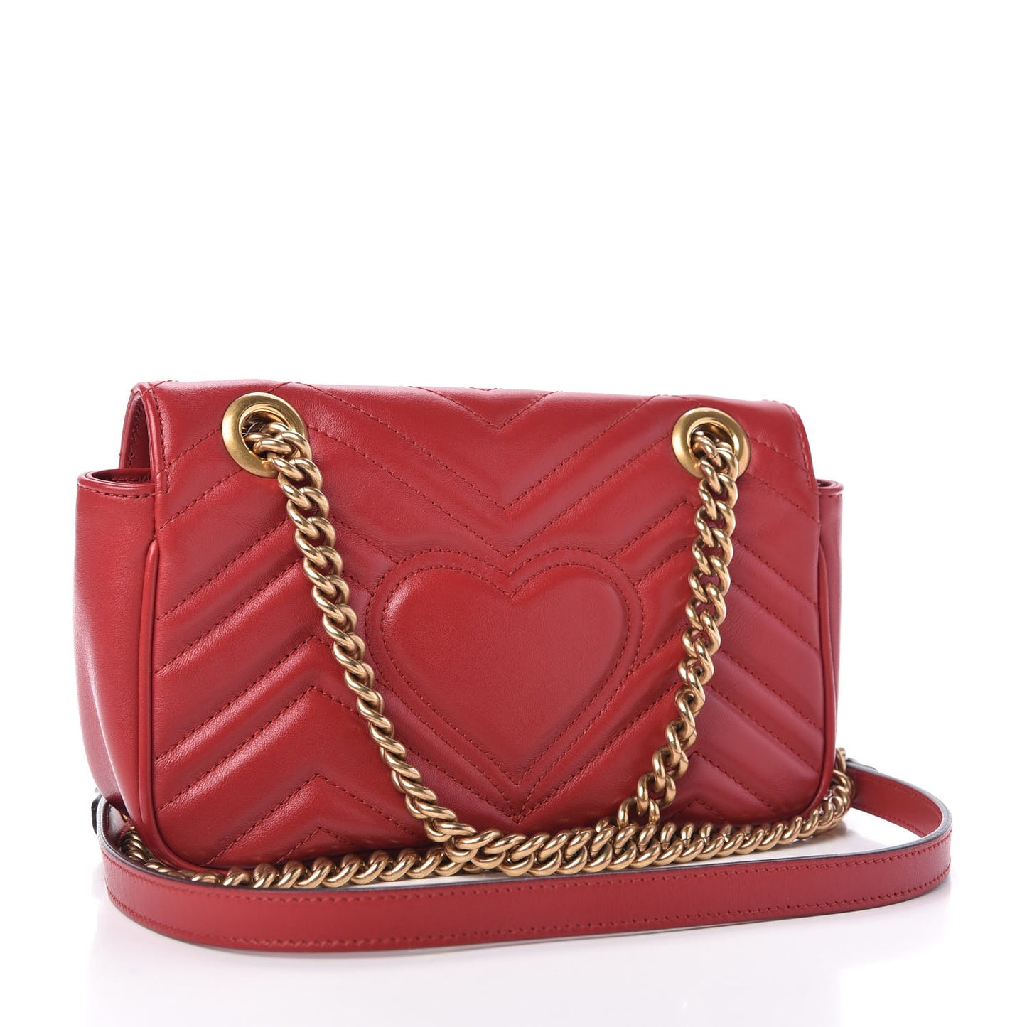 Calfskin Matelasse Mini GG Marmont Shoulder Bag Hibiscus Red