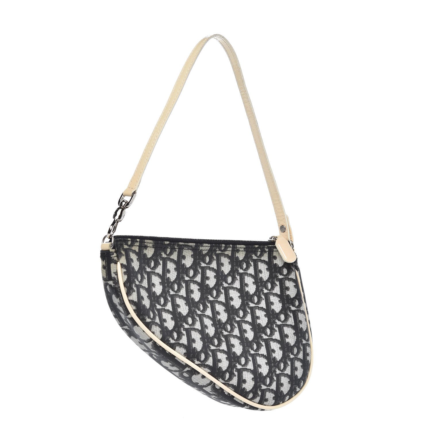 Christian Dior Monogram Mini Saddle Pochette White Black 3 of 9