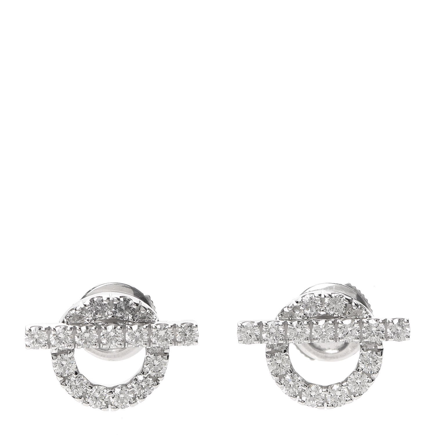 Hermes 18K White Gold Diamond Finesse Earrings 2 of 5