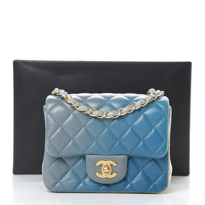 Chanel Lambskin Degrade Quilted Mini Square Flap Light Blue 16 of 16