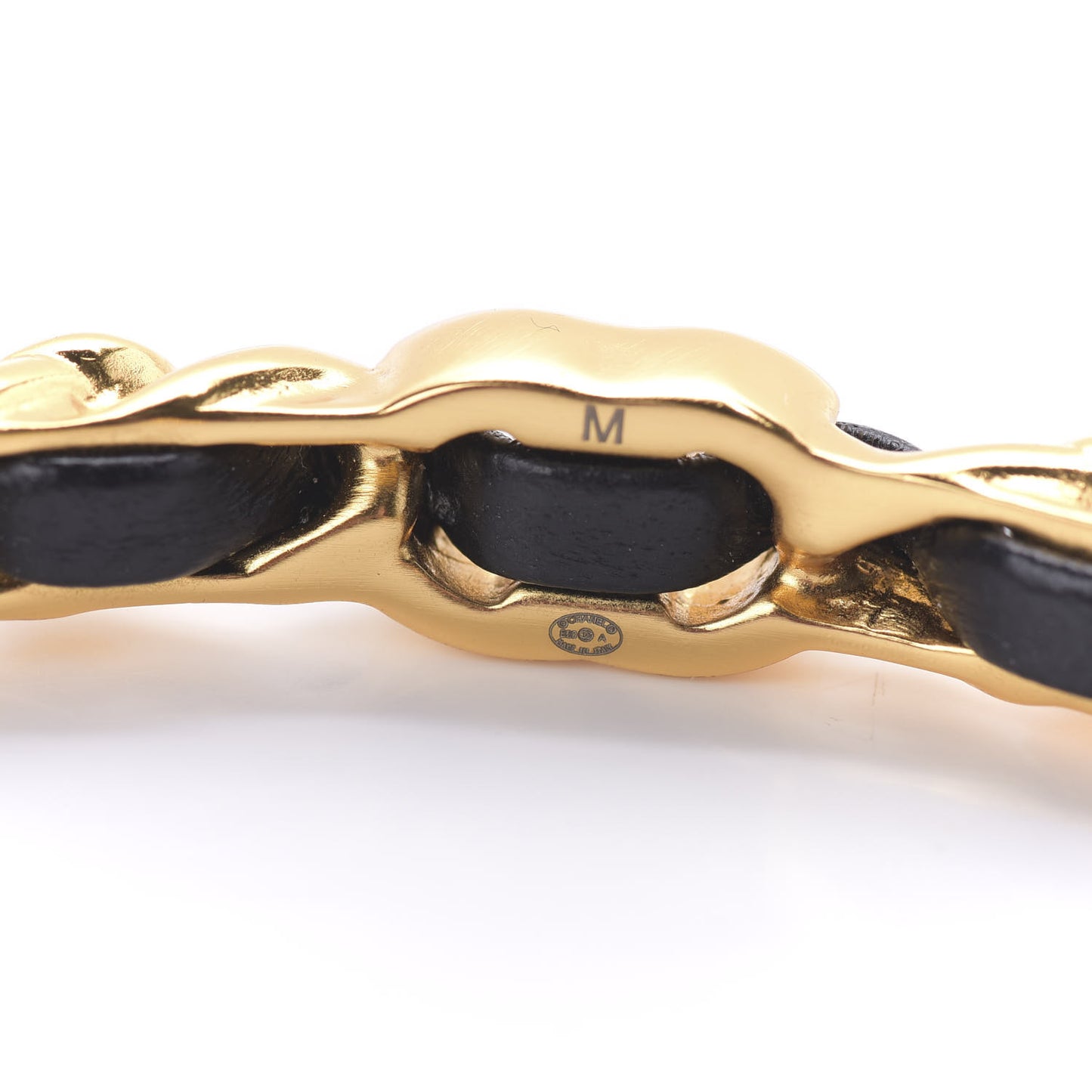 Lambskin Pearl CC Cuff Bracelet Black Gold