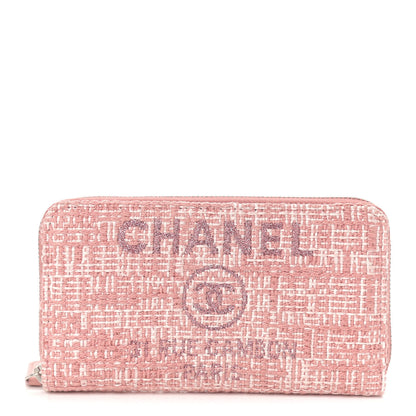 Chanel Lurex Canvas Deauville Medium Zip Around Wallet Pink 1 of 10