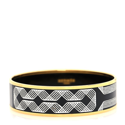 Hermes Enamel Printed Wide Bracelet 70 Black 1 of 5