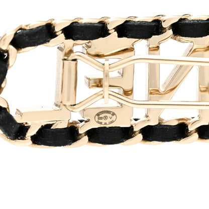 Chanel Metal Lambskin Vintage Allure Logo Hair Clip Black Gold 3 of 4