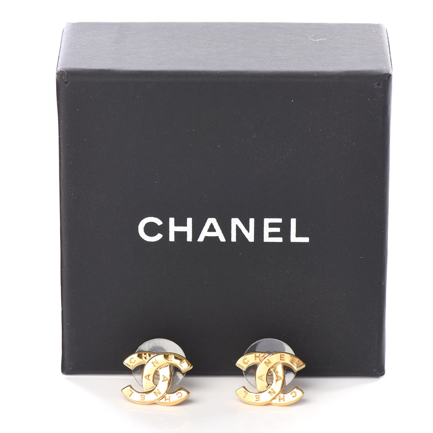 Metal Paris Button Earrings Gold