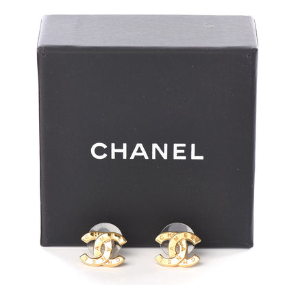 Chanel Metal Paris Button Earrings Gold 5 of 5