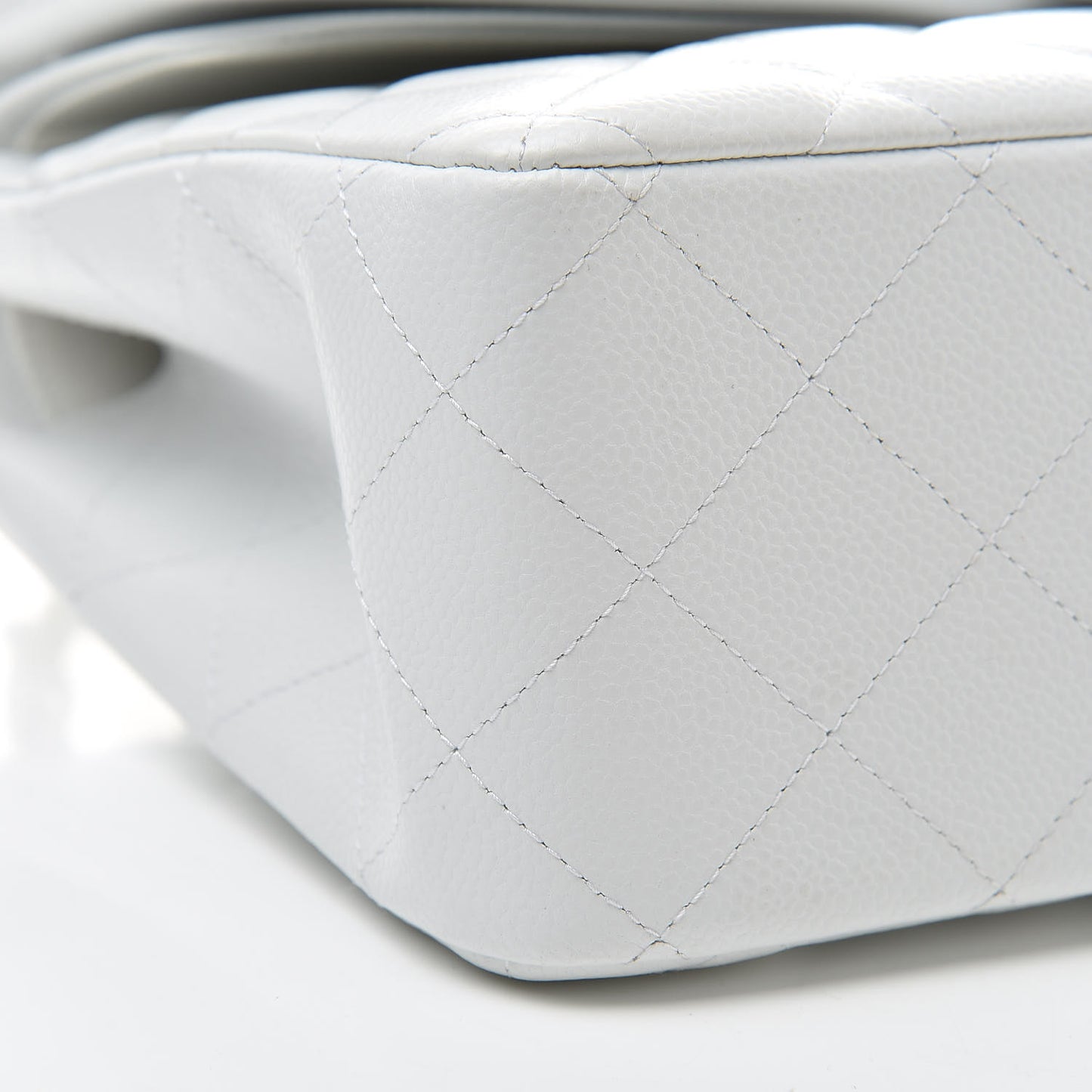 Caviar Quilted Jumbo Double Flap White
