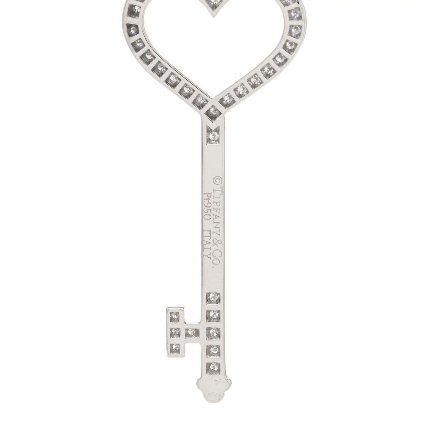 Platinum Diamond Heart Key Pendant