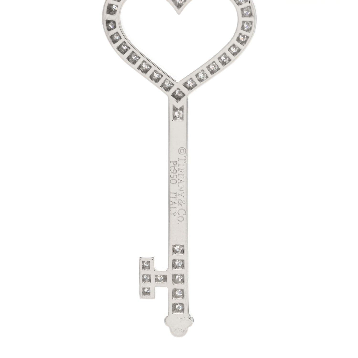 Tiffany Platinum Diamond Heart Key Pendant 3 of 3