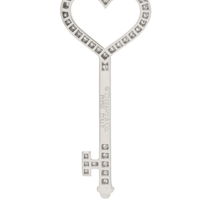 Tiffany Platinum Diamond Heart Key Pendant 3 of 3