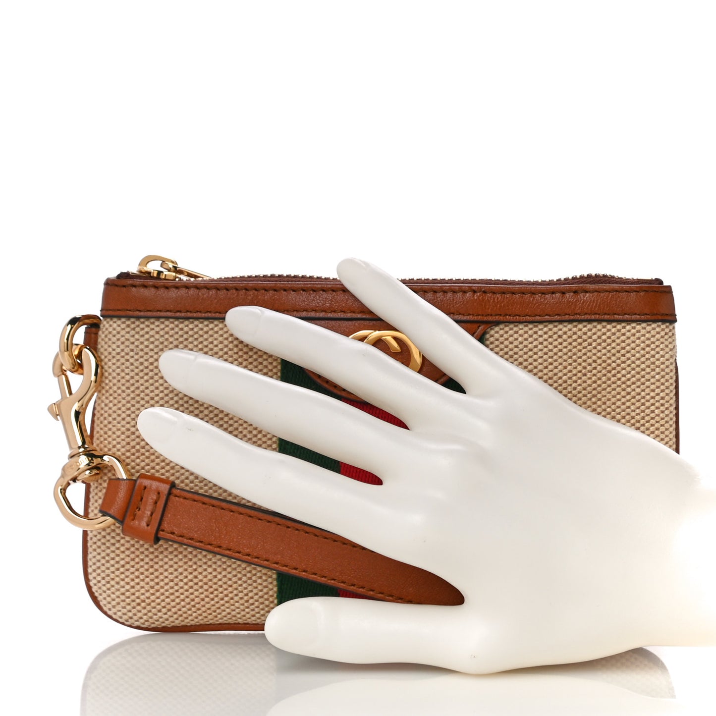 Vintage Canvas Web Pouch Sand Cuir