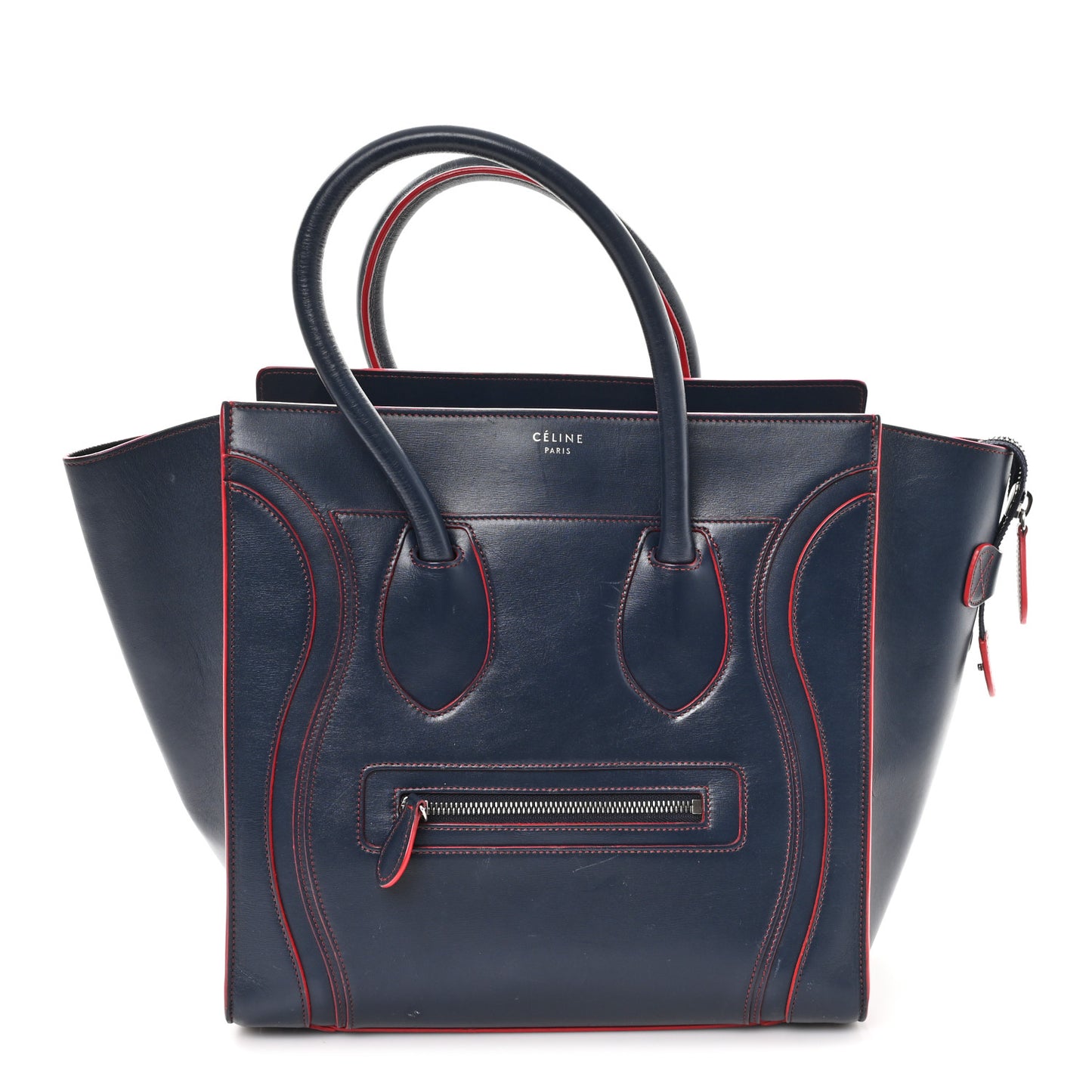 Smooth Calfskin Mini Luggage Navy Red