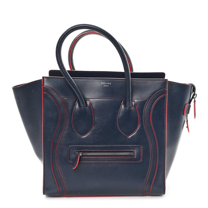 Celine Smooth Calfskin Mini Luggage Navy Red 1 of 9