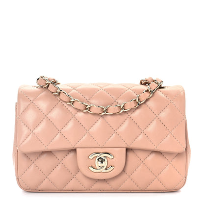 Chanel Lambskin Quilted Mini Rectangular Flap Beige 2 of 9