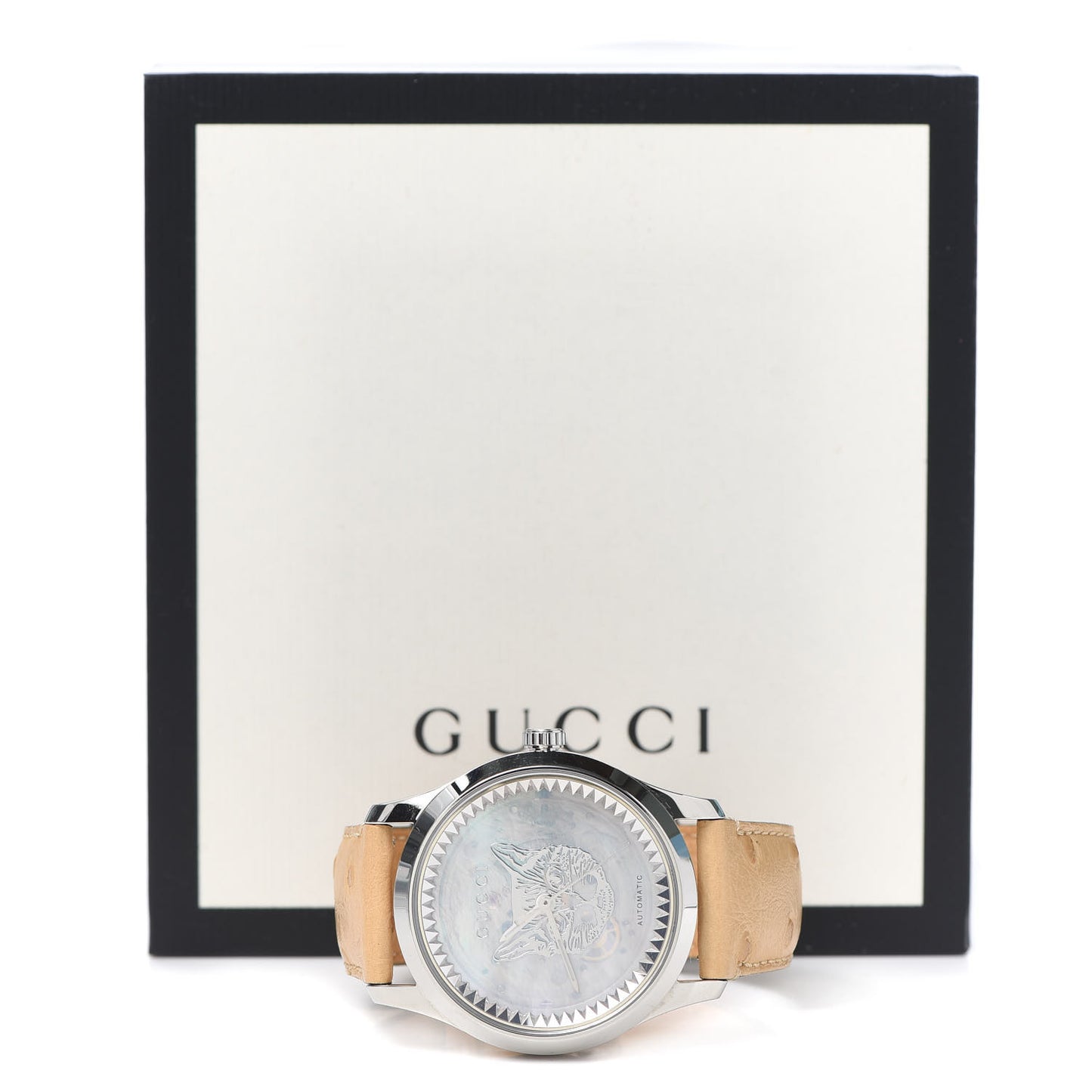 Stainless Steel Ostrich Mother of Pearl 38mm G-Timeless Cat Automatic Watch