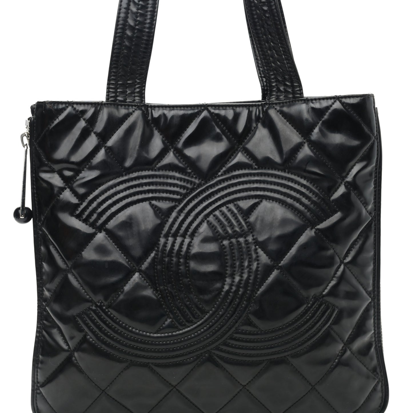 Vinyl Quilted CC Small Expandable Tote Black