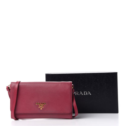 Prada Saffiano Metal Flap Wallet with Strap Peonia 8 of 8