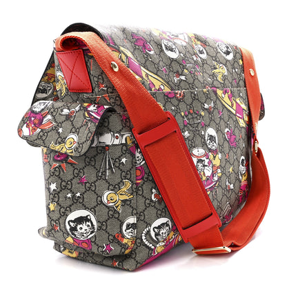 Gucci GG Supreme Monogram Space Cats Diaper Bag Orange 3 of 13