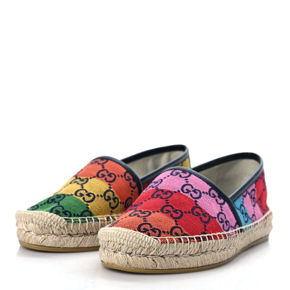 Gucci Monogram Multicolor Womens Espadrilles 36.5 Blue Rainbow Blue 4 of 11