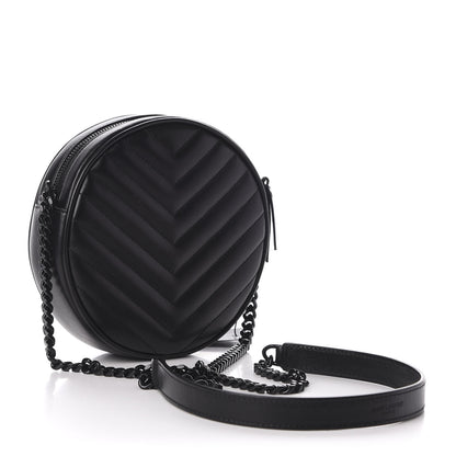 Saint Laurent Calfskin Matelasse Chevron Round Vinyle Camera Bag Black 3 of 12