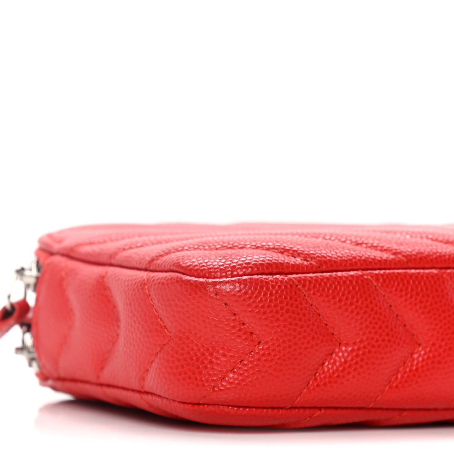 Caviar Chevron Quilted Small Clutch With Chain Light Red