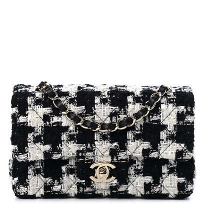 Chanel Tweed Quilted Mini Rectangular Flap Black Ecru White 1 of 4