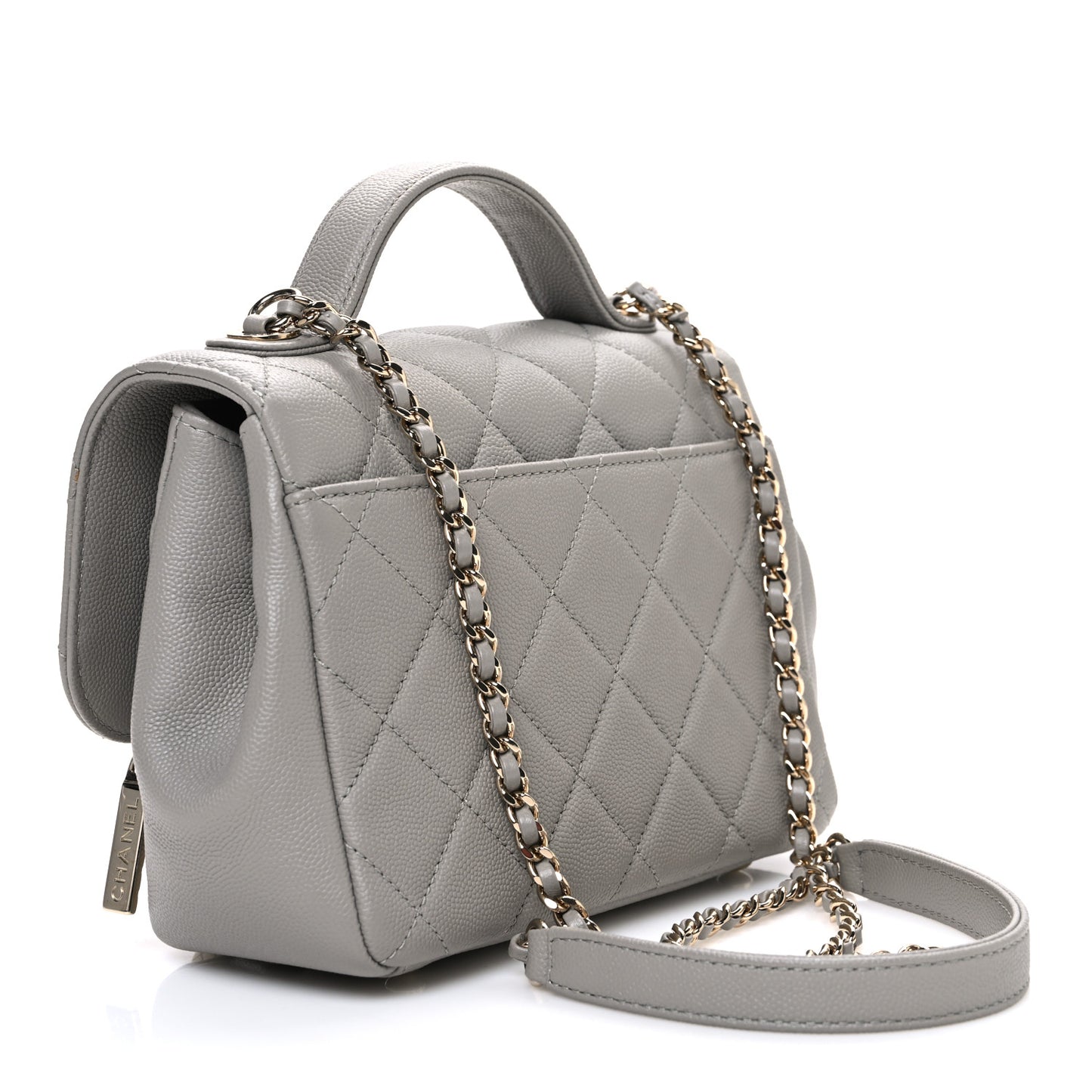 Caviar Quilted Small Business Affinity Flap Grey