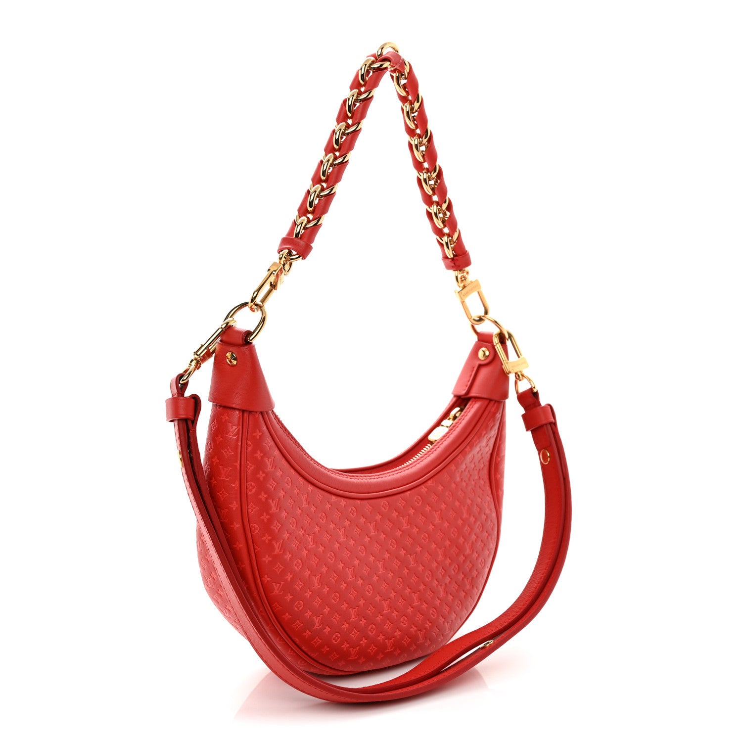 Louis Vuitton Calfskin Nanogram Embossed Loop PM Rouge 3 of 9
