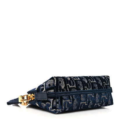 Christian Dior Velvet Oblique Cosmetic Pouch Blue 4 of 9