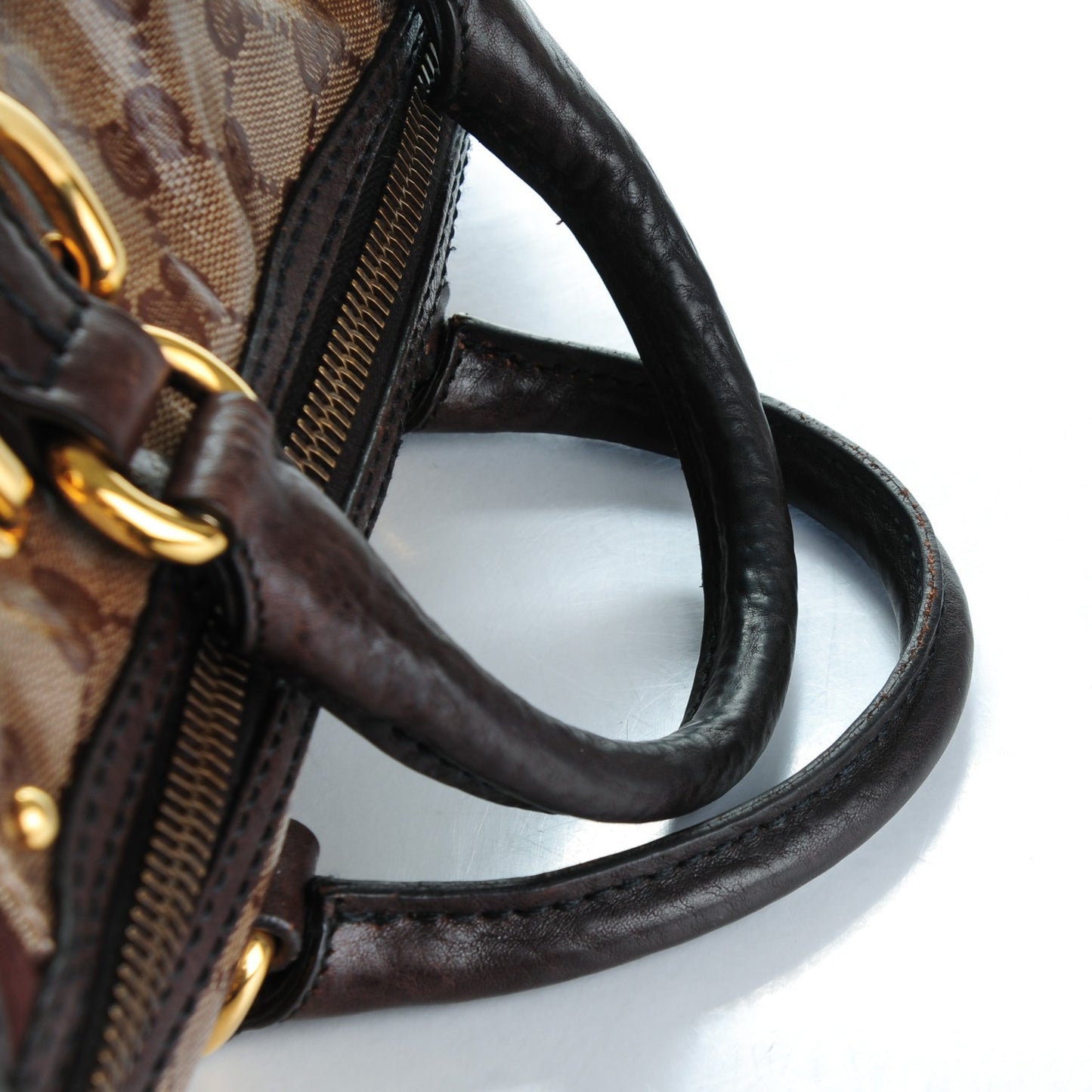 Crystal Monogram Studded Large Babouska Boston Dark Brown