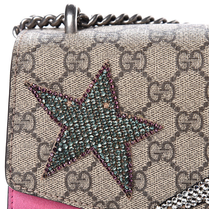 Gucci GG Supreme Monogram Suede Pierced Heart Embroidered Medium Dionysus Shoulder Bag Beige Ebony Pink Tropical Flower 15 of 18
