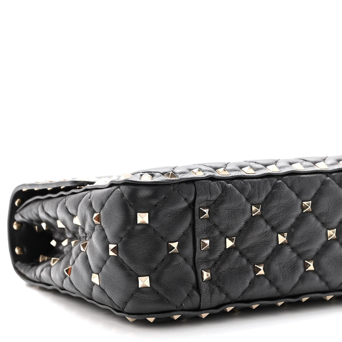 Lambskin Medium Rockstud Spike Shoulder Bag Black