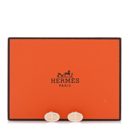 Hermes 18K Rose Gold Diamond Chaine d'Ancre Contour Stud Earrings 5 of 5