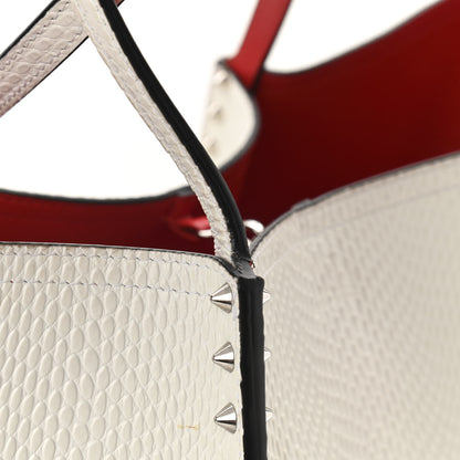 Christian Louboutin Calfskin Lizard Embossed Spikes East West Cabata Tote White 11 of 13