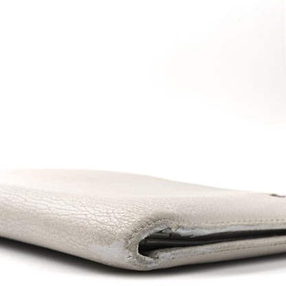 Chanel Metallic Goatskin Camellia Embossed Yen Wallet Silver 9 of 9