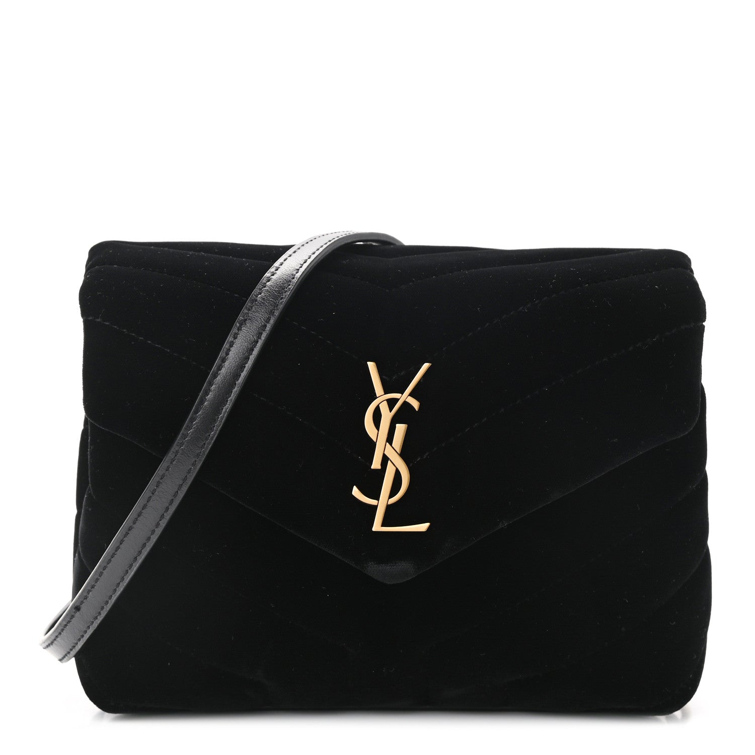 Saint Laurent Velvet Y Quilted Monogram Toy Loulou Chain Satchel French Black 1 of 11