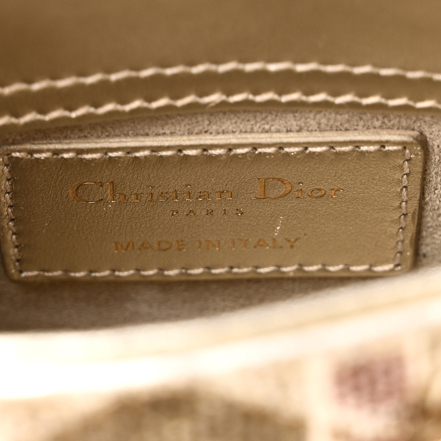 Christian Dior Metallic Lambskin Cannage Beaded Embroidered Micro Lady Dior Gold 6 of 14